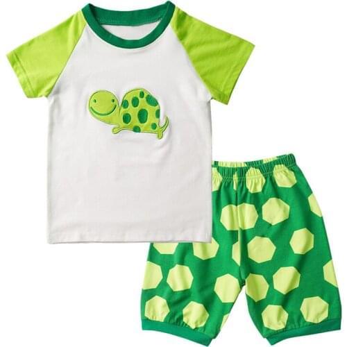 Fashion Baby Boys Girls Kid cute Short-Sleeved Cartoon Turtle Print Housewear + Short Suit Daily Lovely Set