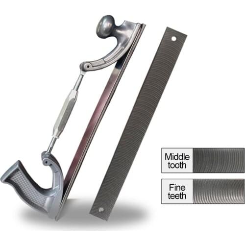 14" S/M Size Adjustable Frame Milled Tooth Car Body Polisher Files Metal Panel Polishing Curved Tooth Steel File Holder Dent Kit