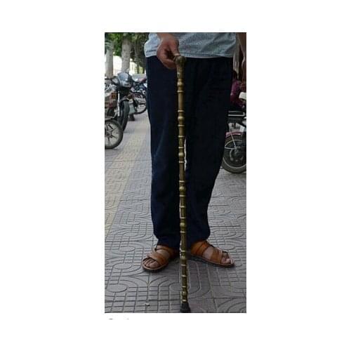 Puro Antiguo 36 "de Bronce Chino Fu Estatua Ovejas Cabra Lucky Muletas Varita China wholesale factory brass Arts Copper Brass