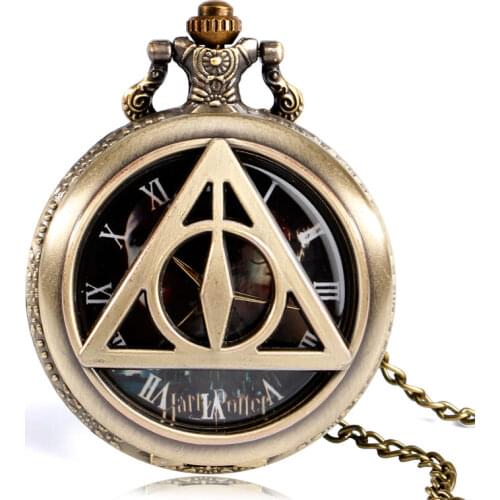 The Deathly Hallows Triangle Vintage Quartz Pocket Watch Classic Popular Boy Girl Gift