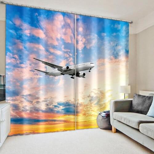 Modern Home Decoration Living Room Curtains 3d blue sky fly curtains 3D Curtains set For Bed room Living room Office