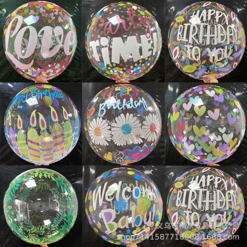 1/2Pcs Happy Birthday Bobo Balloons 20inch Transparent Globos Birthday Balloons for Baby Shower Kids Adult Birthday Party Decor