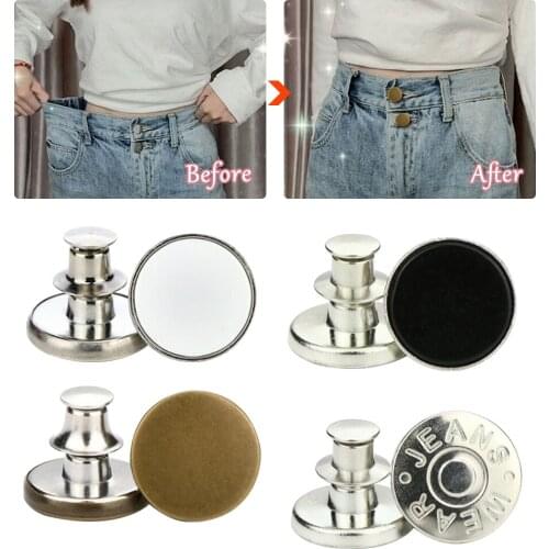 10PCS Detachable Retro Metal Buttons Snap Fastener Pants Pin for Jeans Retractable Button Sewing-Free Perfect Fit Reduce Waist