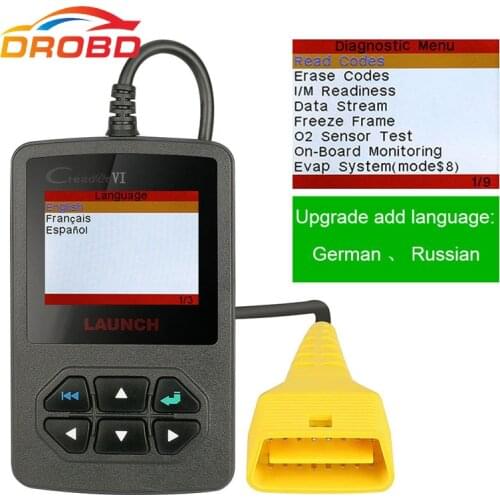 100% Original Launch Creader VI6 OBD2 Code Reader Support Multi-languages Launch Creader 6 OBD 2 Update Online