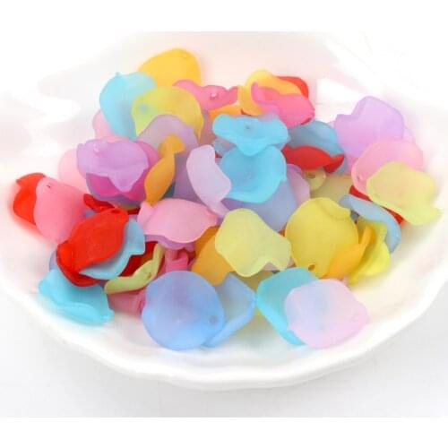 100pcs Mixed Petal Frosted Acrylic Charms For Jewelry Making Diy 15mm YKL0412