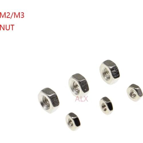 100PCS Metric thread DIN934 M2 M3 304 Stainless Steel Hex Nuts