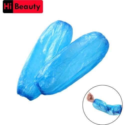 100pcs/pack Waterproof Disposable PE Plastic Arm Sleeves Covers Oversleeves Hygiene Bag Elastic Band For Makeup Tattoo Accessory