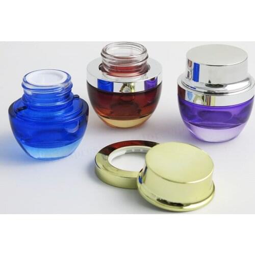 12 x 30g 50g Glass Cosmetic packaging Container 1oz 30ml 50ml Empty Glass Cream Serum Jar Clear Blue Red Purple Black Bottle