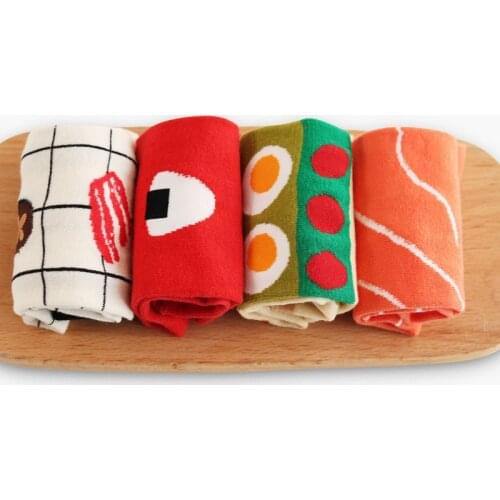 2020 Cartoon Women Short Socks Creative Life Series Sushi Rice Ball Female Cotton Funny Socks Cuisine Japanese Sweets Food Socks