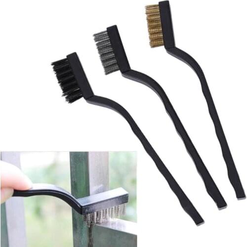 3 Pcs Professional Multipurpose Car Detailing Cleaning Wire Brushes Mini Auto Steel Wire Derusting Brush Cleaning Accessories