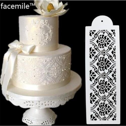 500pcs/lot Lace Pattern Cake Stencil Mold Wedding Fondant Cake Decorating Tools DIY Cake Side Decorating Stencils Mould 2 Design