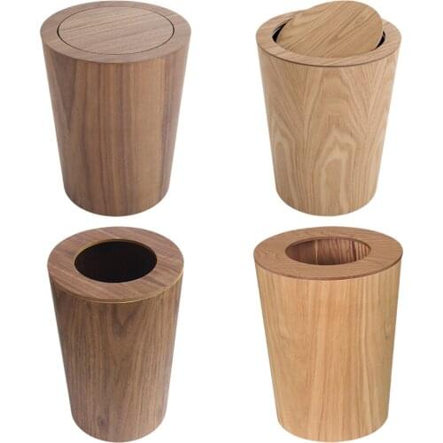 9L Natural Solid Wood Waste Bin Simple Wastebasket Kitchen Office Hotel