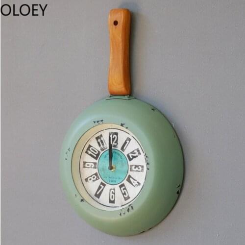 American Retro Wall Clock 3d Large Vintage Nordic Creative Pan Clocks Wall Home Decor Saat Restaurant Reloj De Pared Watches Hot