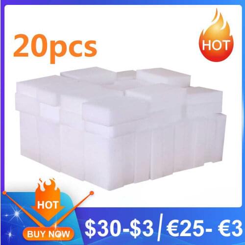 20pcs White Sponge Melamine Sponge Eraser Eraser Cleaner Cleaning Sponges for Kitchen Bathroom Cleaning Tools Dropsipping
