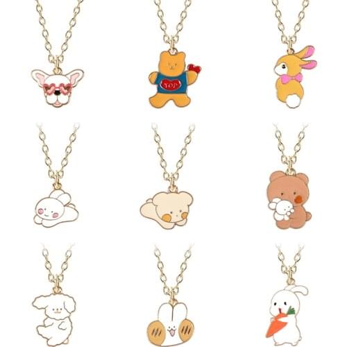 Bohemian Style Fashion Cute Female Necklace Animal Rabbit Panda Puppy Shape Pendant Temperament Men And Women Jewelry Gift Hot