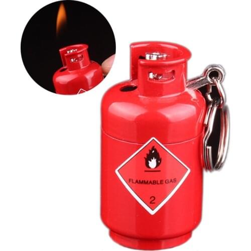 Mini Keychain Novel Lighter Creative Inflatable Gas Tank Cigarette Butane Gas Funny Lighters Key chain