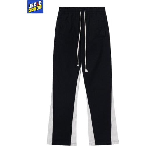 UNCLEDONJM colour block Splicing black pants men korean streetwear hip hop cargo pants men trendy jogger tactical pants AW602