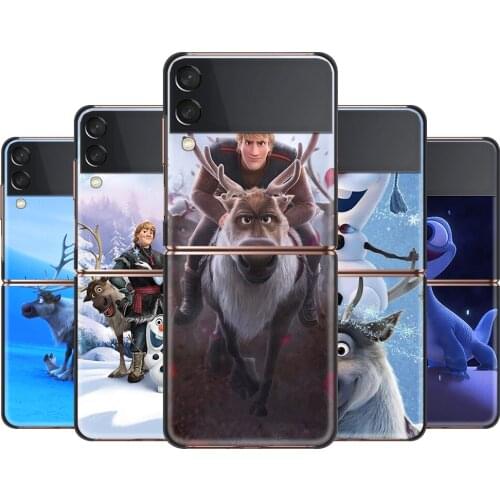 Disney Sven Frozen Cover For Samsung Galaxy Z Flip 6.7" Flip3 5G Black PC Hard Phone Case Segmented Protect Coque