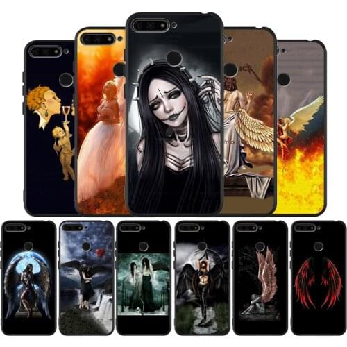 Devil angel black Silicone Phone Case For honor 20 Pro 8 8X 9 10 20 Lite for Mate 10 30 Lite Pro cove