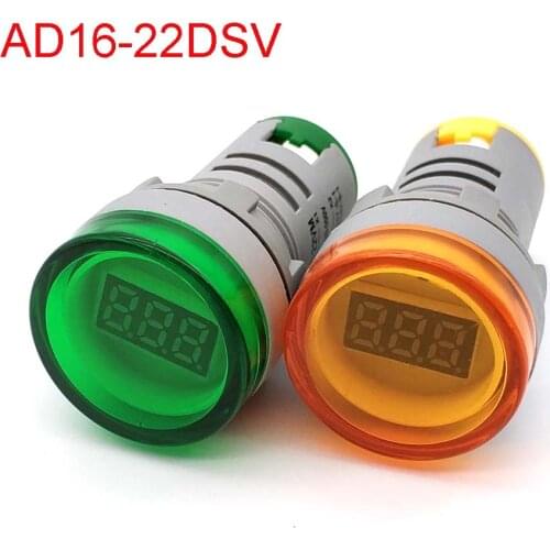 22mm AD16-22 LED Display AC 12-500V Digital Voltage Voltmeter Panel Display Indicator Light Red Yellow Green LED AD16-22DSV