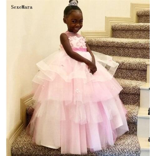 Kids Girls Princess Pink Dress Evening Dresses Baby Girl Clothes Long Dress Birthday Party Vestido Wear 1-16 Years