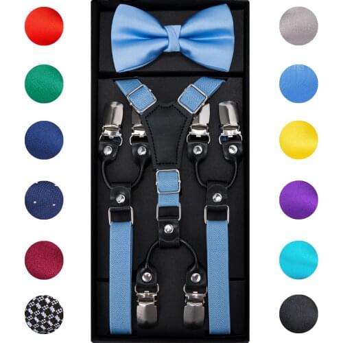 DiBanGu Skyblue Soild Color Children Suspenders Belt Boys Girls 6 Clips Braces Elastic Kids Costume Adjustable Strap BH-0022