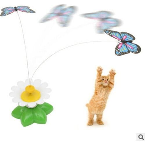 Cat Toys Interactive Electric Rotating Seat Butterfly Funny Cat Pet Toy Cat Kitten Accessories Random Color kat speelgoed c1
