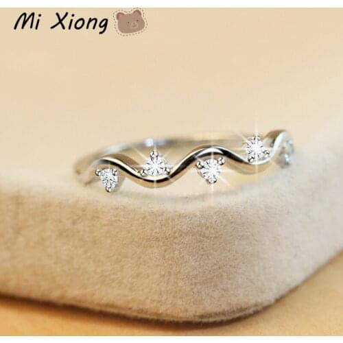 Mi Xiong Women Rings 925 Sterling Silver Craftsmanship Wave-shaped Diamond Light Luxury Compact Elegant Lady Charm Brand Jewelry