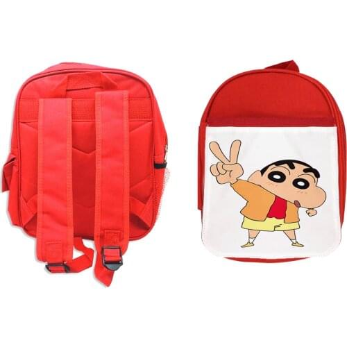 MERCHANDMANIA red backpack SHINCHAN ANIME for children for school material Children child girl personalized