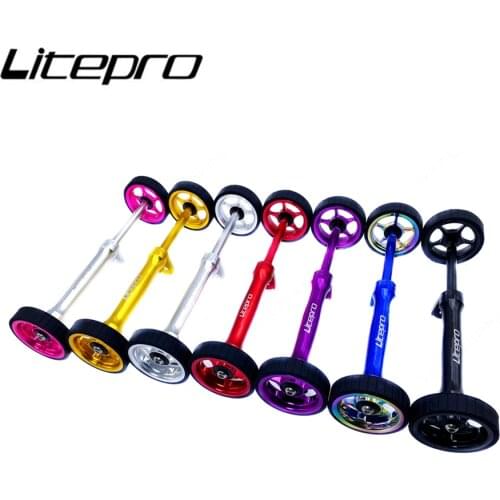 Litepro For Brompton Bicycle Thickened Aluminum Alloy Easy Wheel Extension Rod Easywheel Telescopic Rod Widened Easywheels