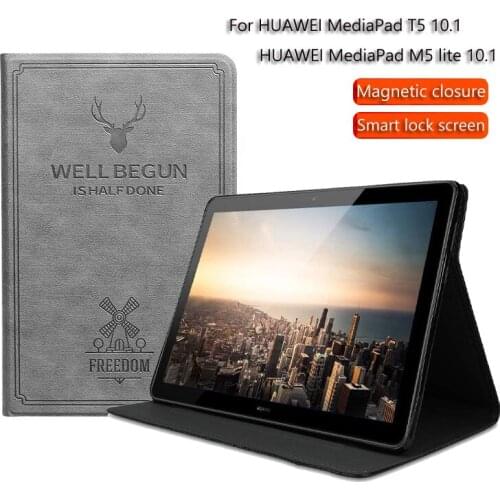 Tablet Case For HUAWEI MediaPad T5 /MediaPad M5 lite 10.1 inch Smart Magnetic Stand Cover for Huawei MediaPad M5 Protective Case