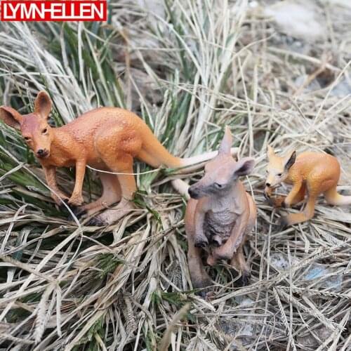 Simulation Solid Wild Animal Kangaroo Model Set Action Figure Collection Decoration Figurine Kids Children Toys Birthday Gifts