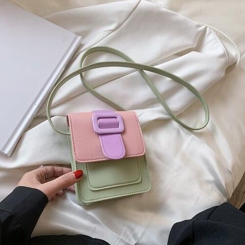 Fashion Women Design Luxury Hand Bag Female Travel Hit Color PU Phone Bags Mini Shoulder Crossbody Messenger Bags