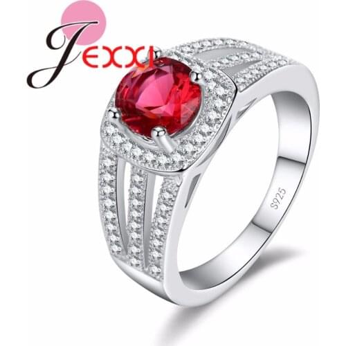 Fashion 925 Sterling Silver Cubic Zircon Crystal Wedding Engagement Rings For Women Bridal Jewelry Band Style Anillos