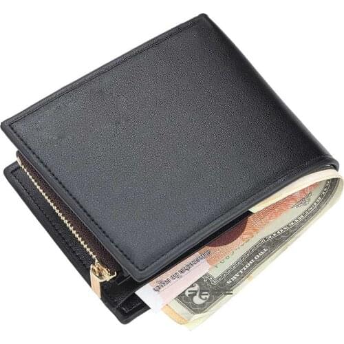 Fashion Mens Wallets Casual Leather Man Purse Classic Vintage Card Holder Coin Pocket Small Zipper Wallet Male