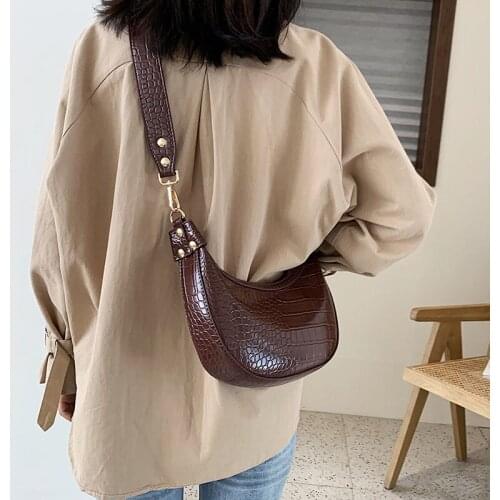 Fashion Vintage Bags Alligator Hobos Bag PU Leather Women Shoulder Bag Crossbody Bags 2021 NEW Womens Handbags Purses