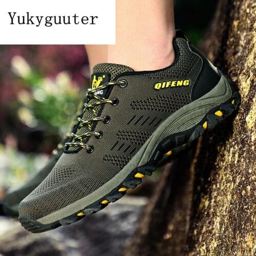 Men Hiking Shoes Outdoor Trekking Sports Climbing Boots Summer Breathable Mesh Non-slip Walking Trainers Camping Comfortable