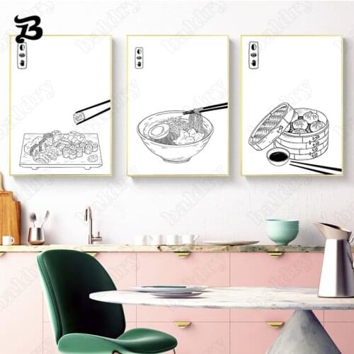 Simplicity Food Wall Art Posters Dumplings Noodles Posters and Prints Canvas Painting Wall Picture for Kitchen Living Room Decor