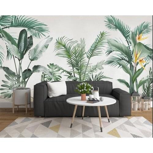 Custom wallpaper mural modern landscape hand-painted plants small fresh living room bedroom background wall 3d wallpaper
