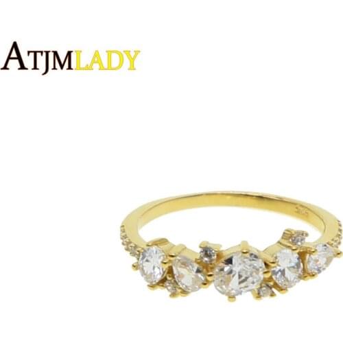 Real 925 Sterling Silver fine Jewelry AAA+ Cubic Zirconia CZ Shiny cz ring Women Finger Rings engagement wedding jewelry