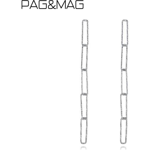 PAG&MAG Chian Link Long Tassle Earrings Real Sterling Silver 925 Dangle Earrings For Women Korean Silver Earrings 2020 Jewelry
