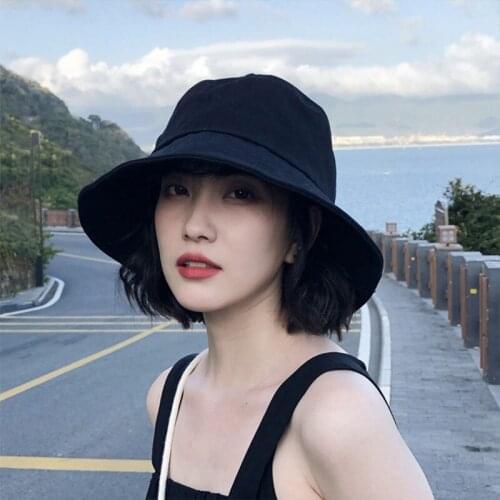 Summer New Bucket Hat for Women Soft Cotton Solid Color Big Wide Brim Outdoor Sun Hats Portable Foldable Panama Cap Lady Caps