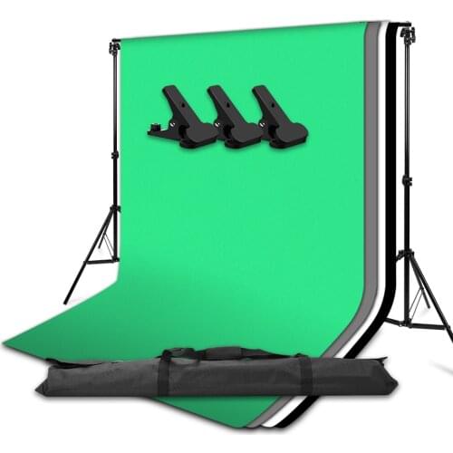 2x2M Photo Studio Adjustable Background Stand Support System Kit 1.6x3M Backdrop Screen with Carry Bag for Portrait Product Vide