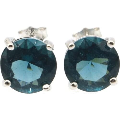 9x9mm Beautiful SheCrown Created Color Changing Spinel Zultanite London Blue Topaz For Girls Silver Stud Earrings Daily Wear