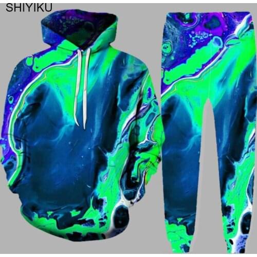 SHIYIKU 3D Sportswear Fall/Winter Hoodie Pants 2-Piece Set Running Hoodie Brand Mens Sweatshirt Sports Jogging Sweatpants Suit