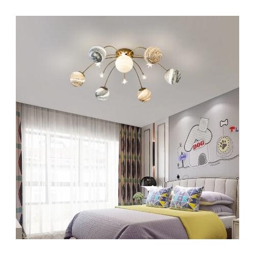 Nordic Led Chandeliers Lighting Planet Glass Lampshade Creative Chandelier kitchen Living Room Iron Glass Lamp E27