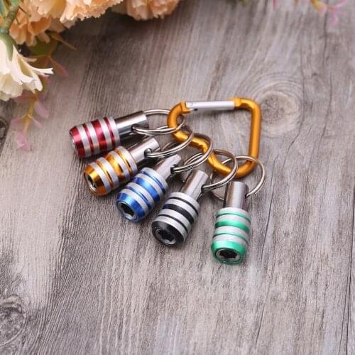 5Pcs 1/4inch Hex Shank Screwdriver Bits Holder Extension Bar Drill Screw Adapter Quick Release Heart-shaped Carabiner Keychain E