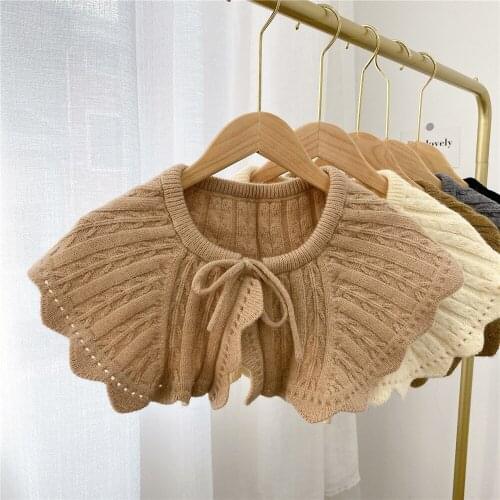 Vintage Women Detachable Collar Necklace Knitted False Collar Woman Lace Tie Neckwear Nep Kraagie Fake Collars Decorative