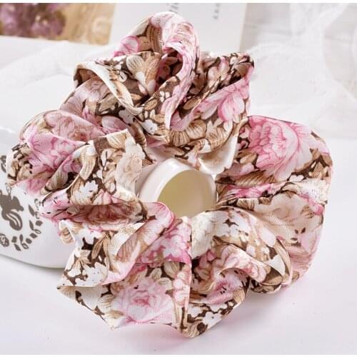 Women Fashion Elastic Floral Print Girls Hair Ties Bands Rope Ring Ponytail Holder Scrunchie Headbands Hair Accessories Headwear