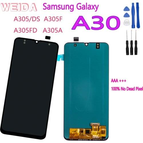 AMOLED 6.4'' LCD Display for SAMSUNG GALAXY A30 A305/DS A305F A305FD A305A Touch Screen Digitizer Assembly Replacement